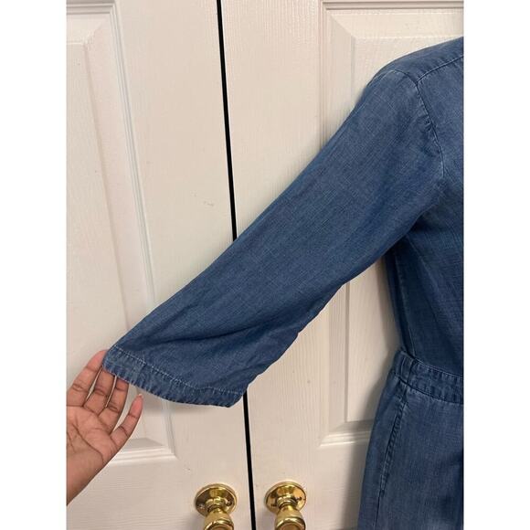 Cloth & Stone Chambray Denim Wide Leg Cropped Jumpsuit Women’s XS EUC - Picture 5 of 10